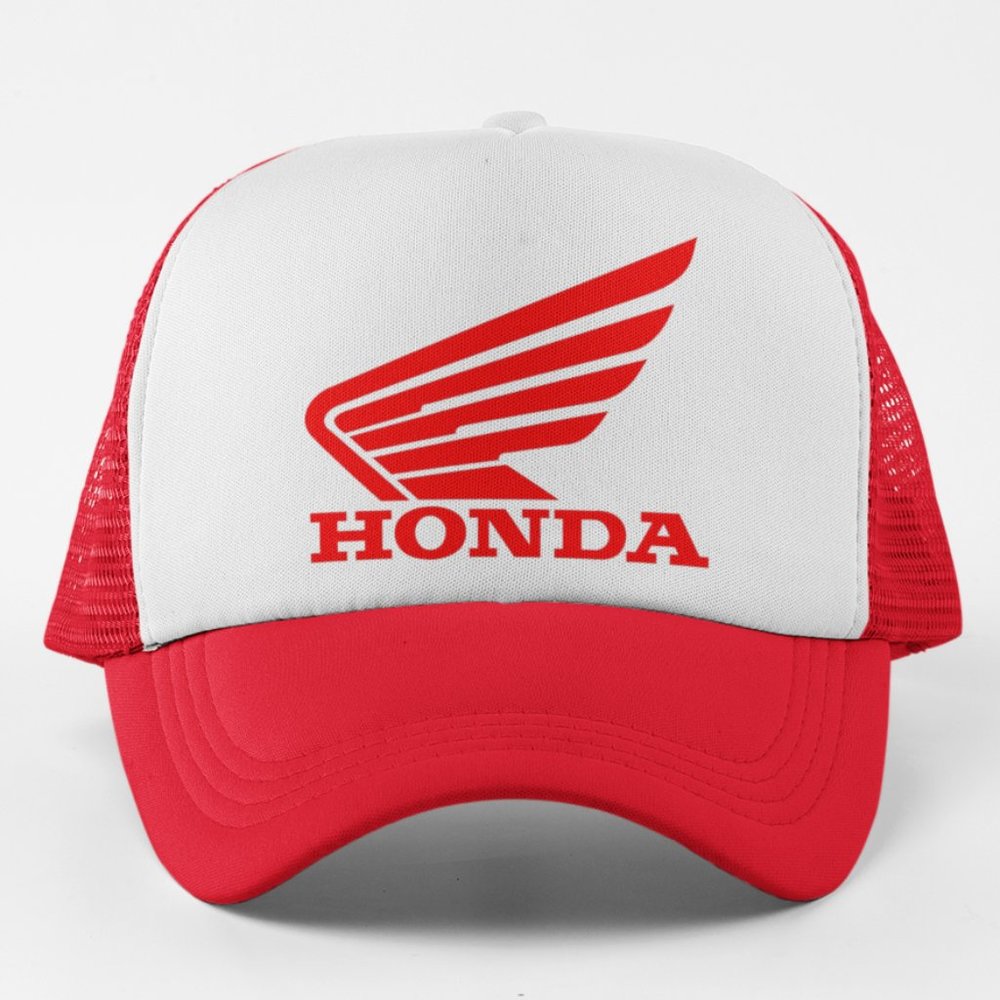 NEW Honda Motors Racing Wings Car Logo Foam Trucker Mesh Snapback RED WHITE